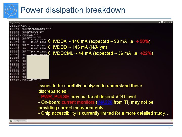 Power dissipation breakdown IVDDA ~ 140 m. A (expected ~ 93 m. A i.