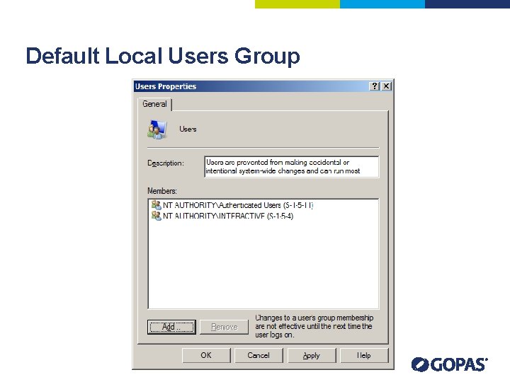 Default Local Users Group 