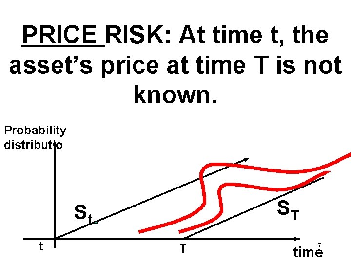 PRICE RISK: At time t, the asset’s price at time T is not known.