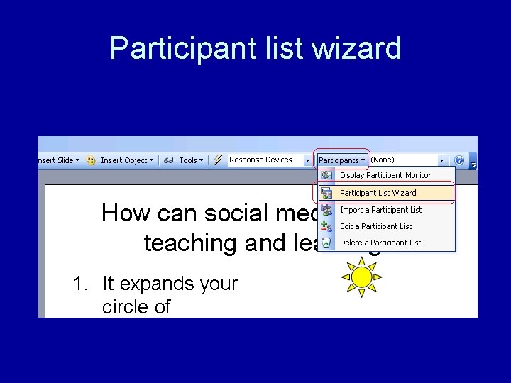 Participant list wizard 