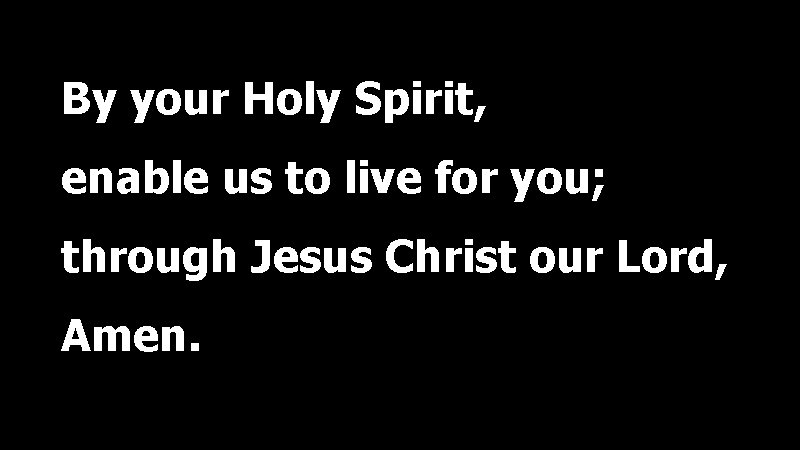 By your Holy Spirit, enable us to live for you; through Jesus Christ our
