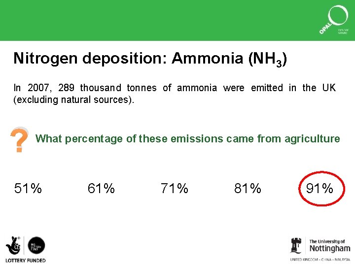 Nitrogen deposition: Ammonia (NH 3) In 2007, 289 thousand tonnes of ammonia were emitted