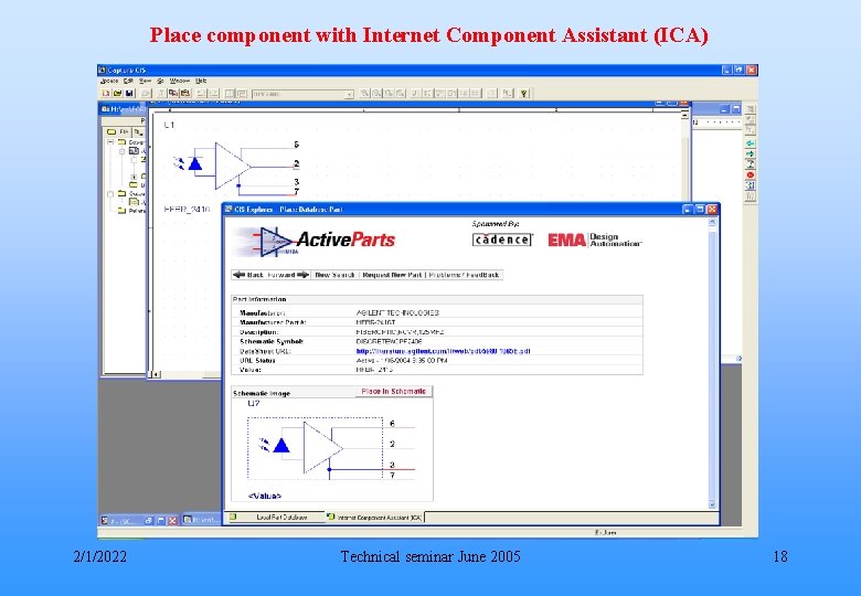 Place component with Internet Component Assistant (ICA) 2/1/2022 Technical seminar June 2005 18 