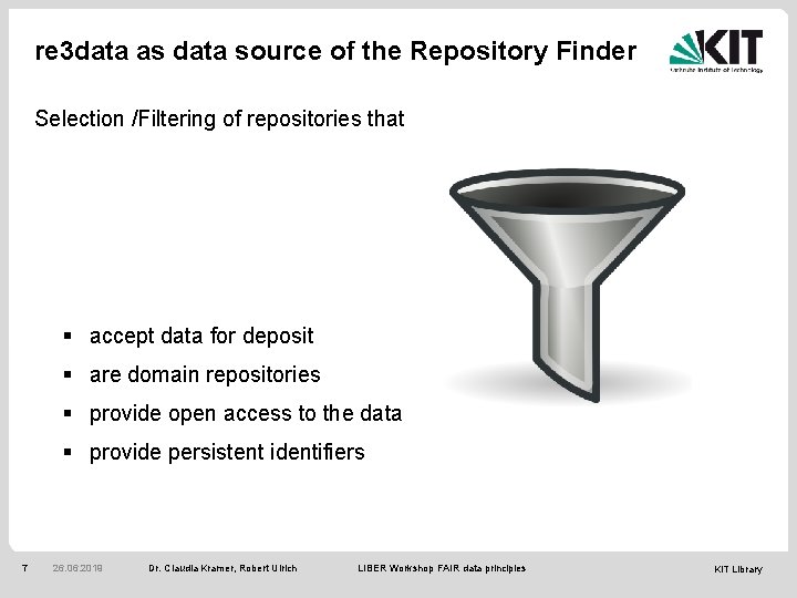 re 3 data as data source of the Repository Finder Selection /Filtering of repositories