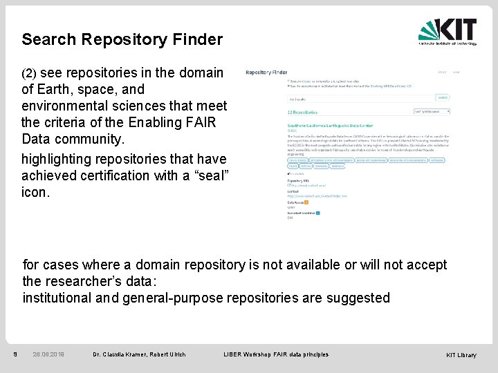 Search Repository Finder (2) see repositories in the domain of Earth, space, and environmental