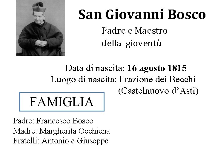 San Giovanni Bosco Istituto Salesiano “Sacro Cuore” Napoli Vomero Padre e Maestro della gioventù San Giovanni Bosco Istituto Salesiano “Sacro Cuore” Napoli Vomero Padre e Maestro della gioventù