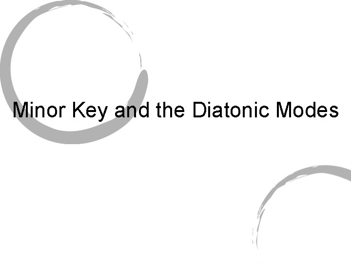 Minor Key and the Diatonic Modes 
