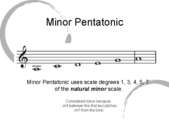 Minor Pentatonic uses scale degrees 1, 3, 4, 5, 7 of the natural minor