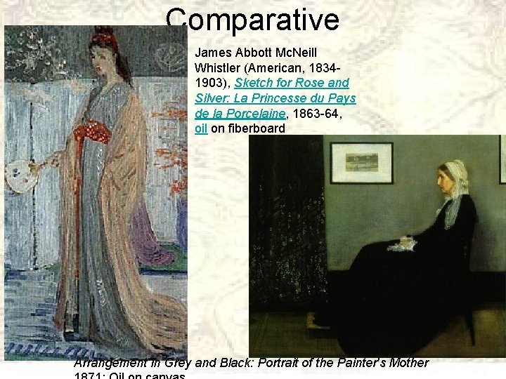 Comparative James Abbott Mc. Neill Whistler (American, 18341903), Sketch for Rose and Silver: La