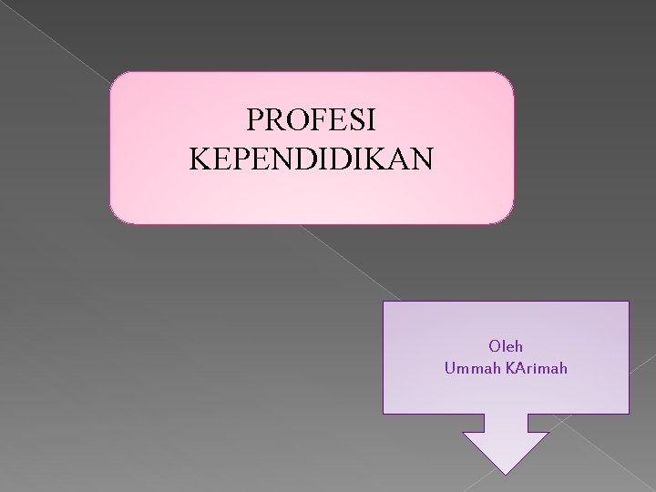 PROFESI KEPENDIDIKAN Oleh Ummah KArimah 