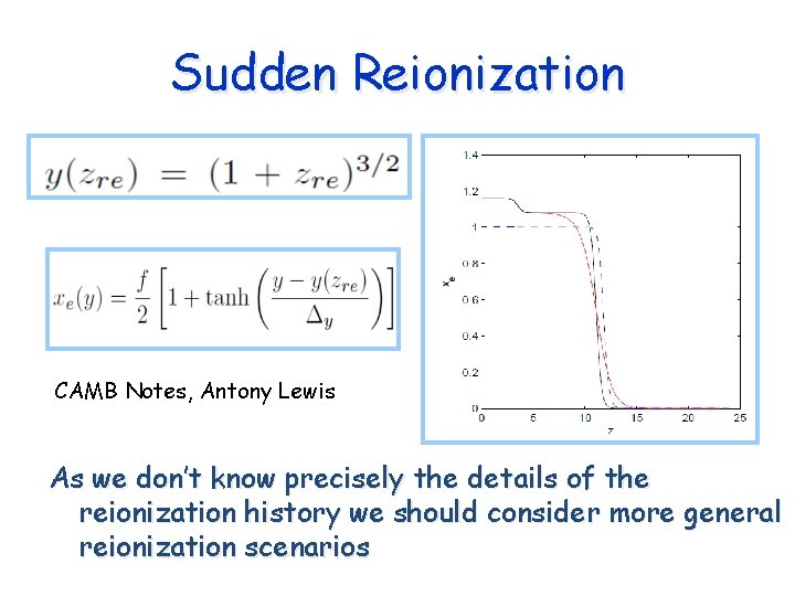 Sudden Reionization CAMB Notes, Antony Lewis As we don’t know precisely the details of