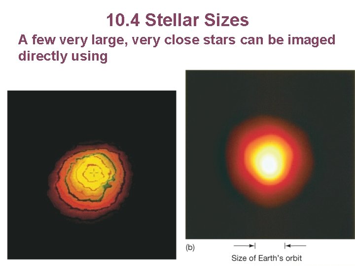 10. 4 Stellar Sizes A few very large, very close stars can be imaged