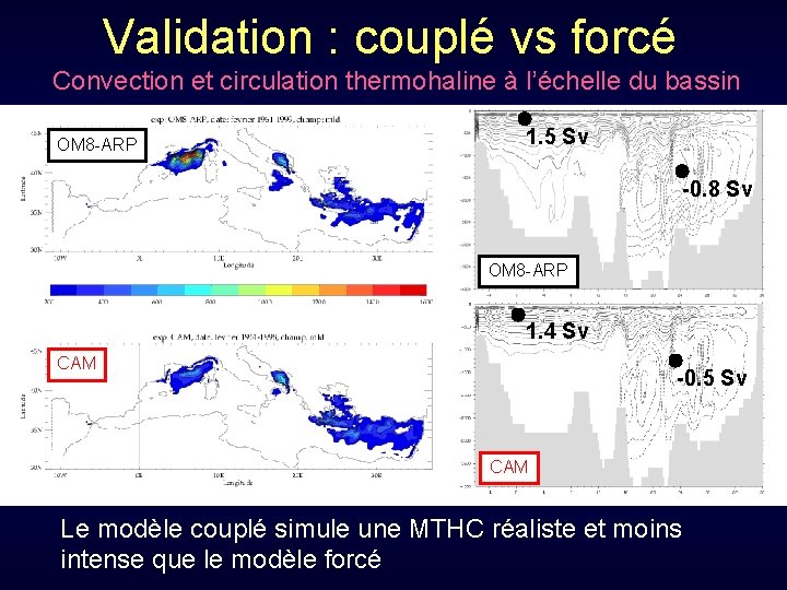 Validation : couplé vs forcé Convection et circulation thermohaline à l’échelle du bassin OM