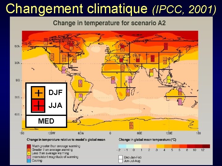 Changement climatique (IPCC, 2001) IPCC, 2001 DJF JJA MED 