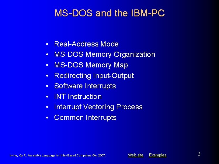 MS-DOS and the IBM-PC • • Real-Address Mode MS-DOS Memory Organization MS-DOS Memory Map MS-DOS and the IBM-PC • • Real-Address Mode MS-DOS Memory Organization MS-DOS Memory Map