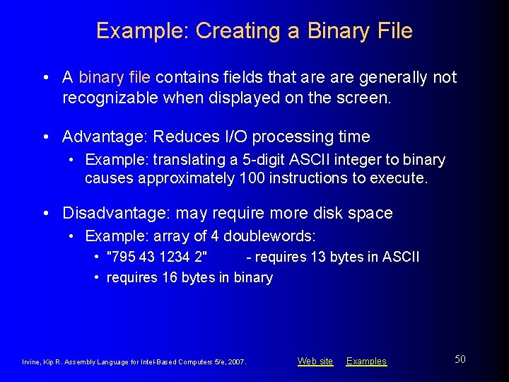 Example: Creating a Binary File • A binary file contains fields that are generally Example: Creating a Binary File • A binary file contains fields that are generally