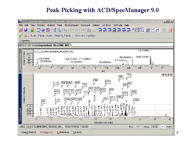 Peak Picking with ACD/Spec. Manager 9. 0 4 