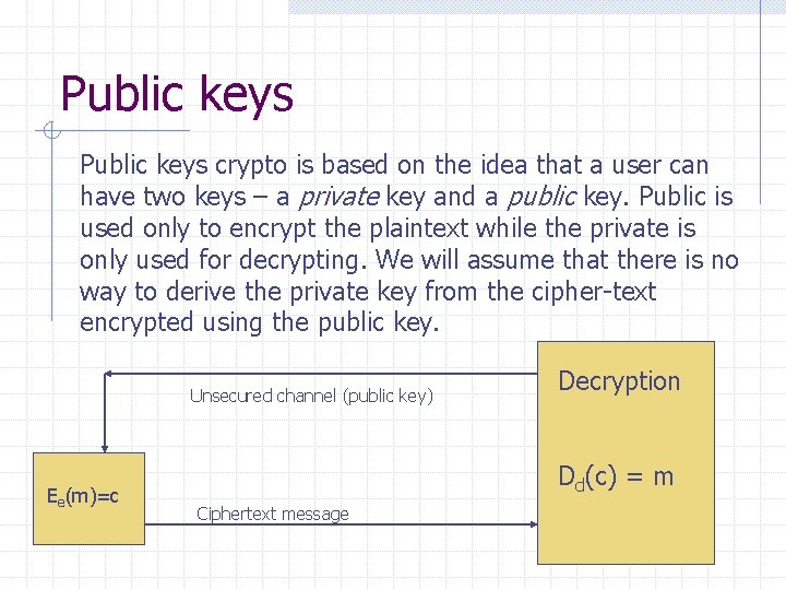 Public keys crypto is based on the idea that a user can have two