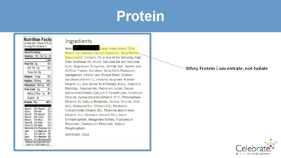 Protein Whey Protein Concentrate, not Isolate 