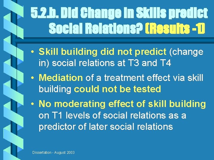 5. 2. b. Did Change in Skills predict Social Relations? (Results -1) • Skill