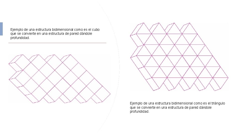 Ejemplo de una estructura bidimensional como es el cubo que se convierte en una