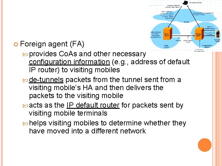  Foreign agent (FA) provides Co. As and other necessary configuration information (e. g.