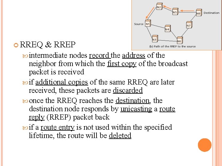  RREQ & RREP intermediate nodes record the address of the neighbor from which