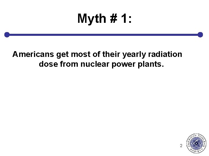 Myth # 1: Americans get most of their yearly radiation dose from nuclear power