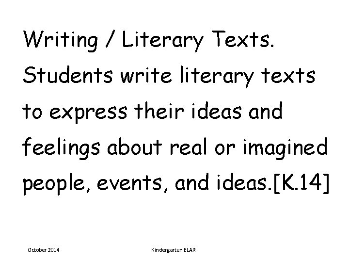 Writing / Literary Texts. Students write literary texts to express their ideas and feelings