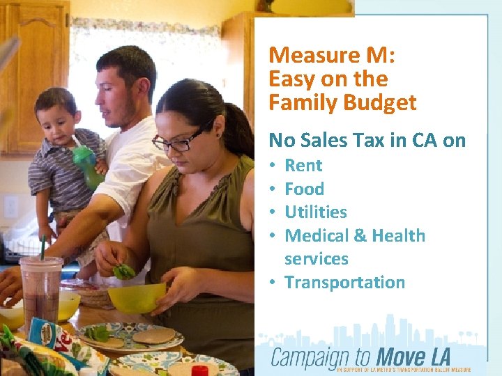 Measure M: Easy on the Family Budget No Sales Tax in CA on Rent