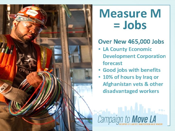 Measure M = Jobs Over New 465, 000 Jobs • LA County Economic Development