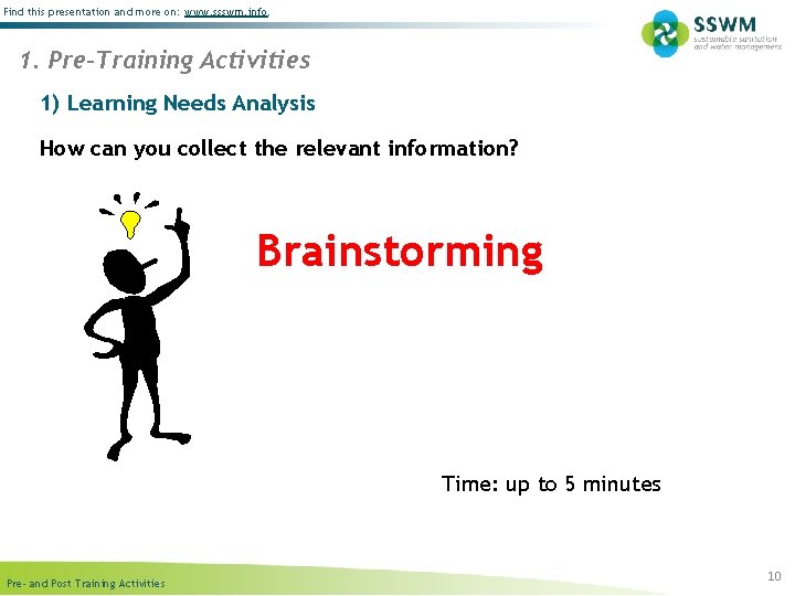 Find this presentation and more on: www. ssswm. info. 1. Pre-Training Activities 1) Learning
