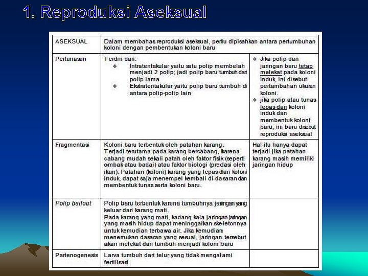 1. Reproduksi Aseksual 