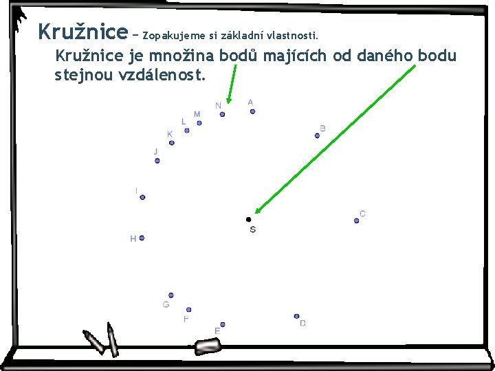 Kružnice − Zopakujeme si základní vlastnosti. Kružnice je množina bodů majících od daného bodu