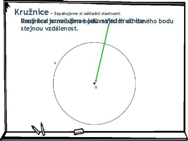 Kružnice − Zopakujeme si základní vlastnosti. Daný bod je označujeme jakomajících střed kružnice. Kružnice