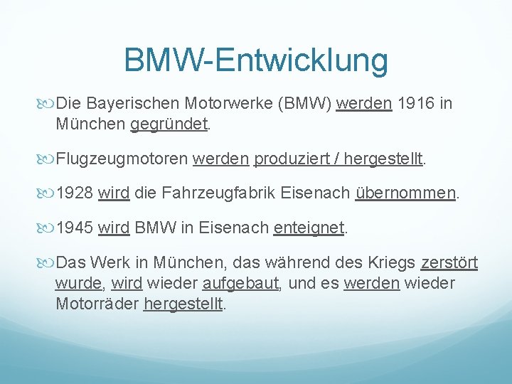 BMW-Entwicklung Die Bayerischen Motorwerke (BMW) werden 1916 in München gegründet. Flugzeugmotoren werden produziert / BMW-Entwicklung Die Bayerischen Motorwerke (BMW) werden 1916 in München gegründet. Flugzeugmotoren werden produziert /