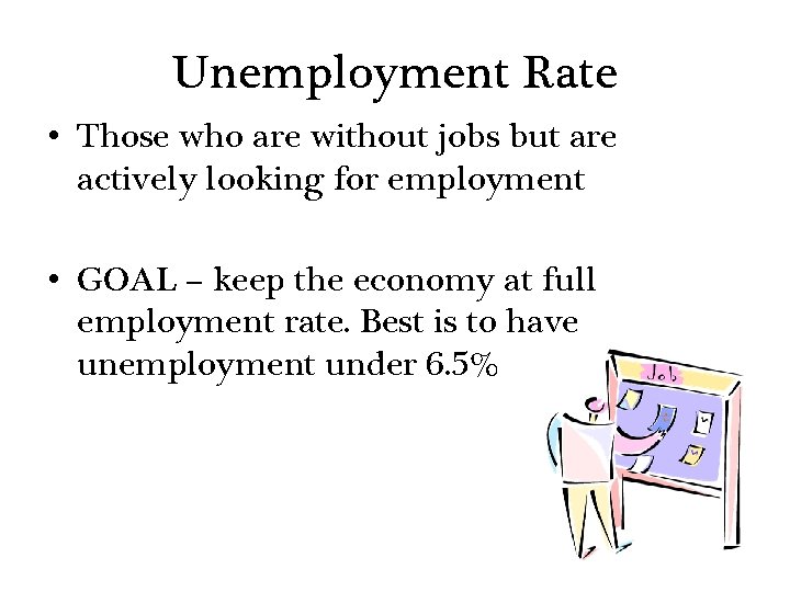 Unemployment Rate • Those who are without jobs but are actively looking for employment