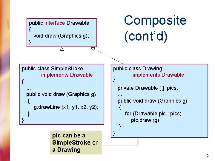 public interface Drawable { void draw (Graphics g); } public class Simple. Stroke implements