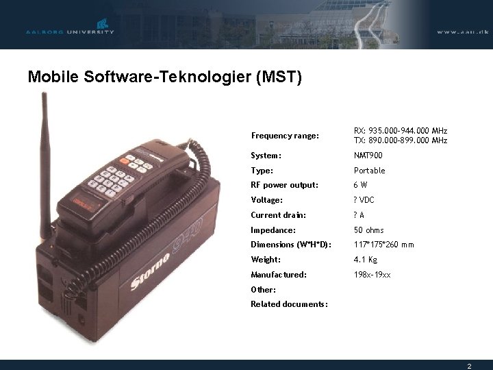 Mobile Software-Teknologier (MST) Frequency range: RX: 935. 000 -944. 000 MHz TX: 890. 000