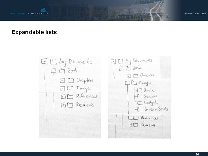 Expandable lists 34 