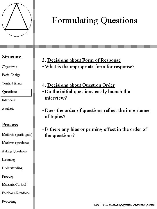 Formulating Questions Structure Objectives 3. Decisions about Form of Response • What is the