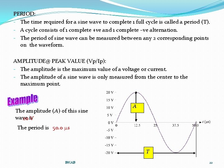 PERIOD: - The time required for a sine wave to complete 1 full cycle
