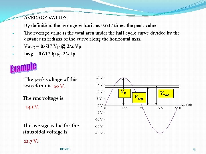 c. - AVERAGE VALUE: By definition, the average value is as 0. 637 times