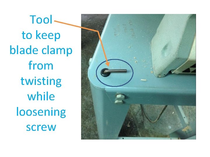 Tool to keep blade clamp from twisting while loosening screw 