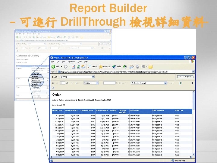 Report Builder – 可進行 Drill. Through 檢視詳細資料- 