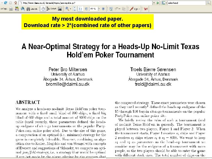 Values and. Myoptimal strategies most downloaded paper. Download rate > 2*(combined rate of other