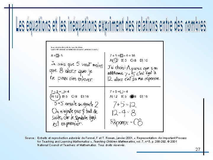 Source : Extraits et reproduction autorisés de Fennel, F et T. Rowan, janvier 2001,