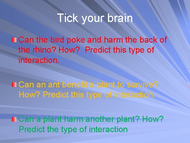 Tick your brain Can the bird poke and harm the back of the rhino?