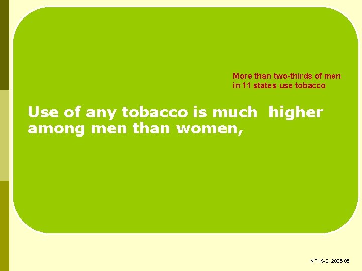 More than two-thirds of men in 11 states use tobacco Use of any tobacco