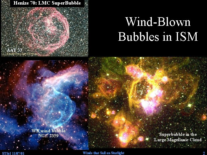Henize 70: LMC Super. Bubble Wind-Blown Bubbles in ISM Some key scalings: WR wind